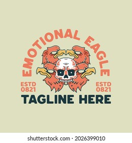 Four Eagle And skull Illustration Retro style For t-shirt