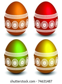 four easter colored eggs, vector