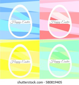 Four Easter colorful eggs on a colorful background