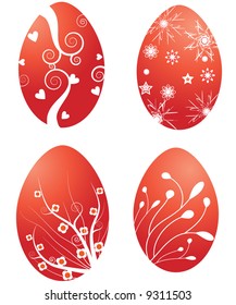 four eater eggs with different patterns