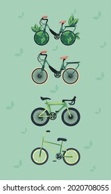 four eco friendly set bicycles
