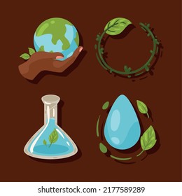 four eco friendly set icons