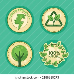 four eco friendly set icons