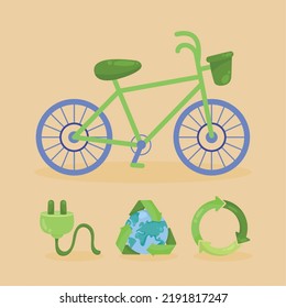 four eco friendly set icons