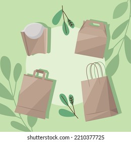 Four Eco Packaging Mockup Icons