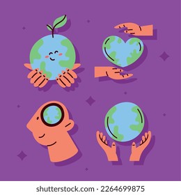 four ecol friendly set icons