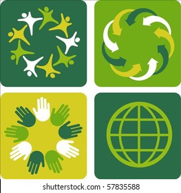 Cuatro orígenes de plantilla ecológicos con motivo del globo