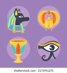 four egyptian culture set icons