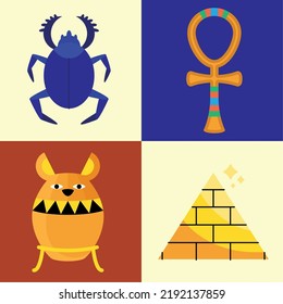 four egyptian culture set icons