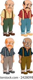 Four elderly men with various sad expressions.