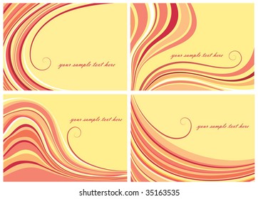 Four elegant striped backgrounds with a curls