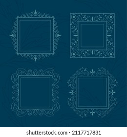 four elegants monograms set icons