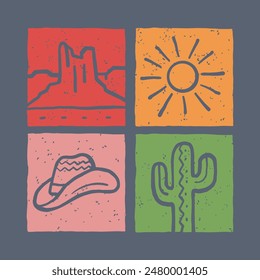 Four element of the desert Arizona vintage vector t shirt badge patch sticker illustration