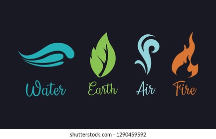 Four element on dark background