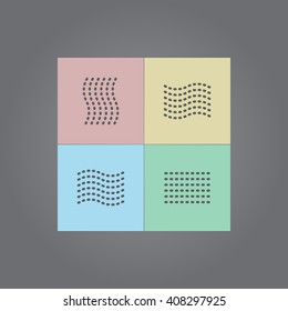 Four elements dotted line symbol. Vector sign. Abstract design concept for nature energy, tourism, travel, business, synergy. Fire, air, water and earth
