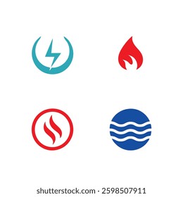 Four Elements Energy Symbol Vector Set.