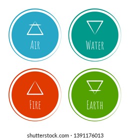 Four elements - fire, water, air, earth. Alchemy vector icons