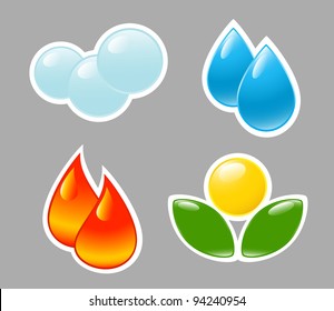 Four elements. Fire, water, air, ground.