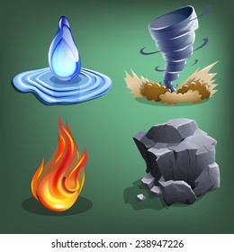 Four elements for games. Vector illustration.