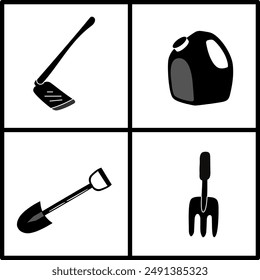 four elements of gardening equipment