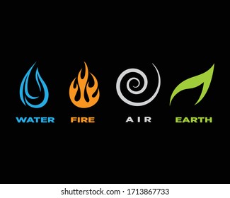 Four elements icons, Vector logo template. water, fire, air, earth symbol, vector illustration.