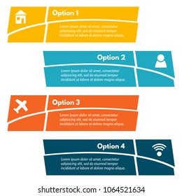 Four elements of infographic design with icons. Step by step infographic design template. Vector illustration