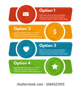Four elements of infographic design with icons. Step by step infographic design template. Vector illustration