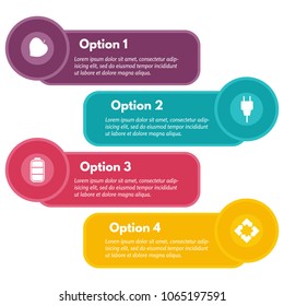 Four elements of infographic design with icons. Step by step infographic design template. Vector illustration