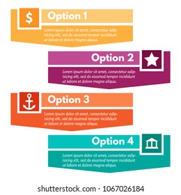 Four elements of infographic design with icons. Step by step infographic design template. Vector illustration
