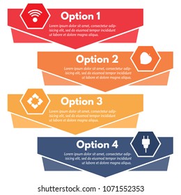 Four elements of infographic design with icons. Step by step infographic design template. Vector illustration