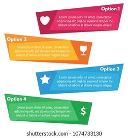 Four elements of infographic design with icons. Step by step infographic design template. Vector illustration

