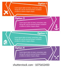 Four elements of infographic design with icons. Step by step infographic design template. Vector illustration