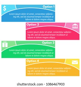 Four elements of infographic design with icons. Step by step infographic design template. Vector illustration
