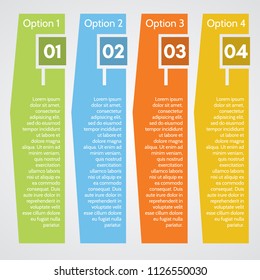 Four elements of infographic design. Step by step infographic design template. Vector illustration