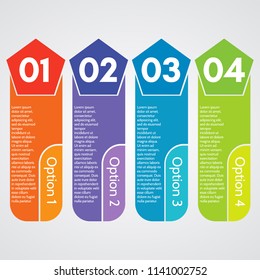 Four elements of infographic design. Step by step infographic design template. Vector illustration