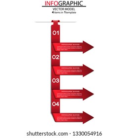 Four elements of the infographics in the form of arrows.Elements of infographics for business,advertising, presentation,process diagram, workflow layout, banner, flow chart, info graph.Info background