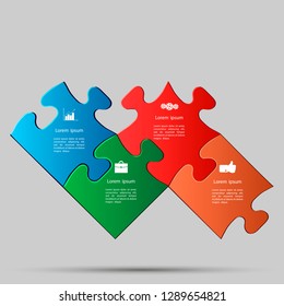 Four elements of infographics in the form of a puzzle. Elements of infographics for business and advertising. Four banners in the form of a puzzle