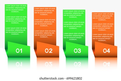 Four Elements Of Infographics.Four Steps Infographics Report, Template, Chart, Scheme.An Infographic Template For Business With A Four-stage Design With Two Colors, Numbers And Text.