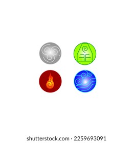Cuatro elementos naturaleza aire fuego aire tierra vectores de agua fija el logo.