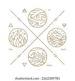 Lines Nature Elements Background Stock Illustration - Download Image Now -  The Four Elements, Logo, Dirt - iStock