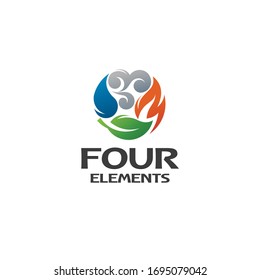Button of four natural elements Royalty Free Vector Image