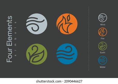 Four Elements Nature Symbols Icon Set