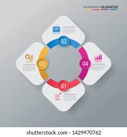 
four elements with paper icons and a place for text to be white paper. The concept of 4 business development features. Infographic design template. Vector illustration.