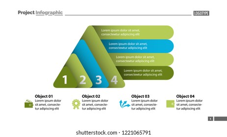 Four elements process chart slide template. Business data. Infochart, diagram, design. Creative concept for infographic, presentation, report. Can be used for topics like management, finance, banking.