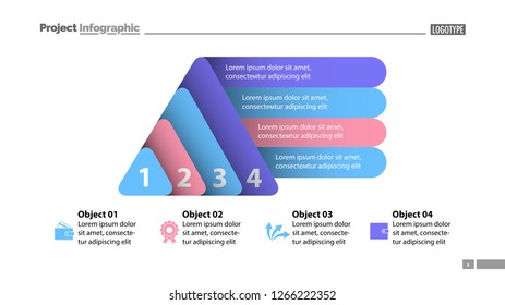 Four elements process chart slide template. Business data. Infochart, diagram, design. Creative concept for infographic, presentation, report. Can be used for topics like management, finance, banking.