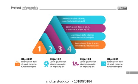 Four elements process chart slide template. Business data. Infochart, diagram, design. Creative concept for infographic, presentation, report. Can be used for topics like management, finance, banking.