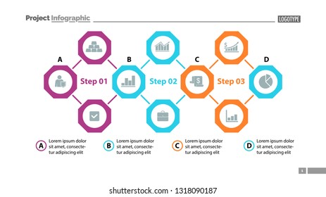 Four elements process chart slide template. Business data. Option, diagram, design. Creative concept for infographic, presentation. Can be used for topics like management, consulting, workflow.