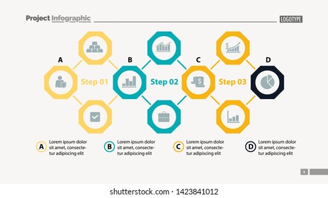 Four elements process chart slide template. Business data. Option, diagram, design. Creative concept for infographic, presentation. Can be used for topics like management, consulting, workflow.