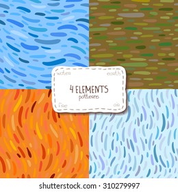 Four elements set of seamless vector pattern