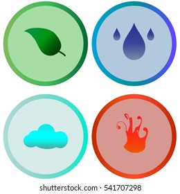 Four Elements - vector set of icons